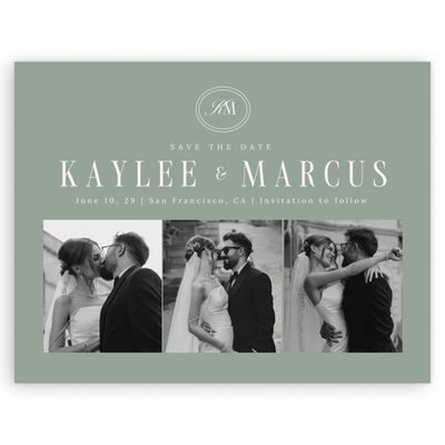Sage, Green Wedding Digital Save the Date - Mahogany Multiphoto