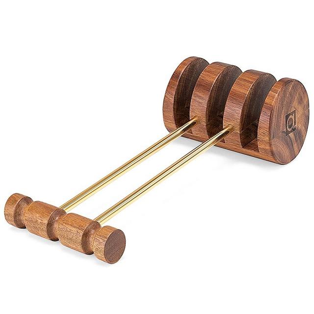 Premium Wood Cutting Board Organizer - Solid Acacia Wood Cutting Board Holder Stand w/ Brass - Kitchen Chopping Board Rack by the Apace Living Premier Collection