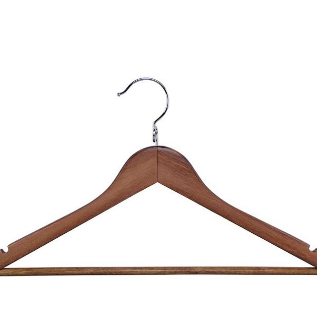 Proman Products KSA9039 Kascade Wooden Hangers 50 Pack, Unique Ring Design, Space Saving Pants Clothes Hanger with Pants Bar and Shoulder Notches, Walnut