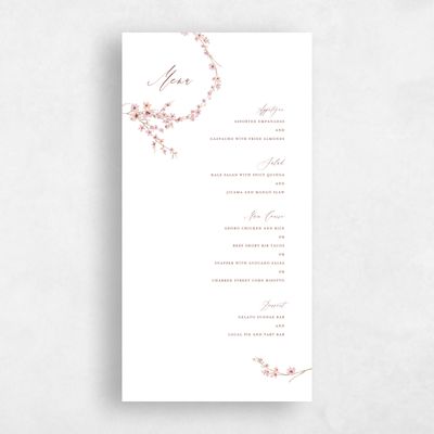 White Summer Wedding Menu - Sakura