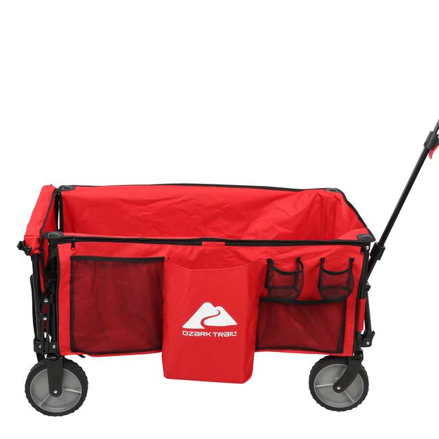 Ozark Trail Camping Utility Wagon with Tailgate & Extension Handle, Red