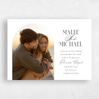 White Wedding Invitation - Portsmouth Arch