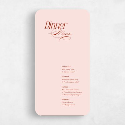Pink Rounded Wedding Menu - Marion