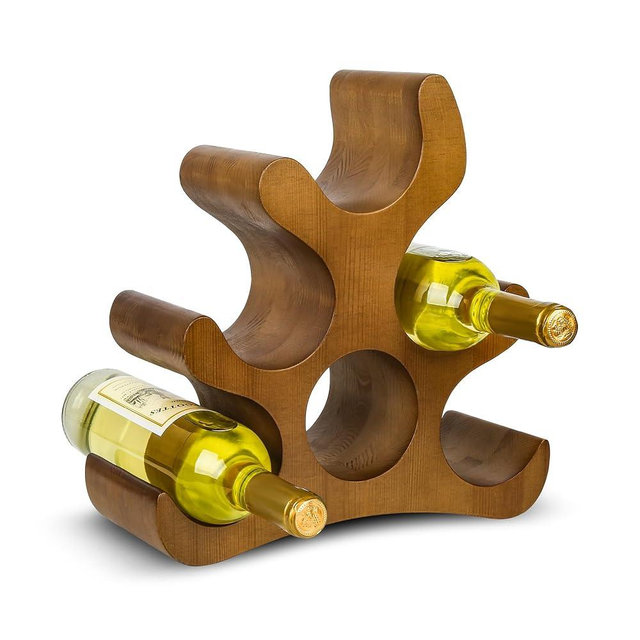 TRUDING Countertop Wine Rack - 6 Bottle Wooden Wine Rack - Freestanding Wine Bottle Holder Stand - Wine Storage Rack for Cabinet Pantry Bar Kitchen (Brown)