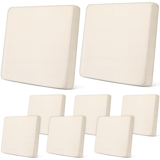 Newwiee 8Pcs Patio Cushion Covers Stretch Outdoor Cushion Cover Replacement for Patio Furniture Sofa Couch Slipcovers, Soft Flexibility Washable Furniture Protector(Waterproof Pure,Beige)