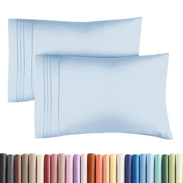 Queen Pillow Cases Set of 2 - Ultra Soft Hotel Quality Pillowcase Covers - Comfy Cozy Bedding for Women, Men, Kids and Teens - Machine Washable Pillow Protectors - 2 Pieces Set - Queen Size Sky Blue