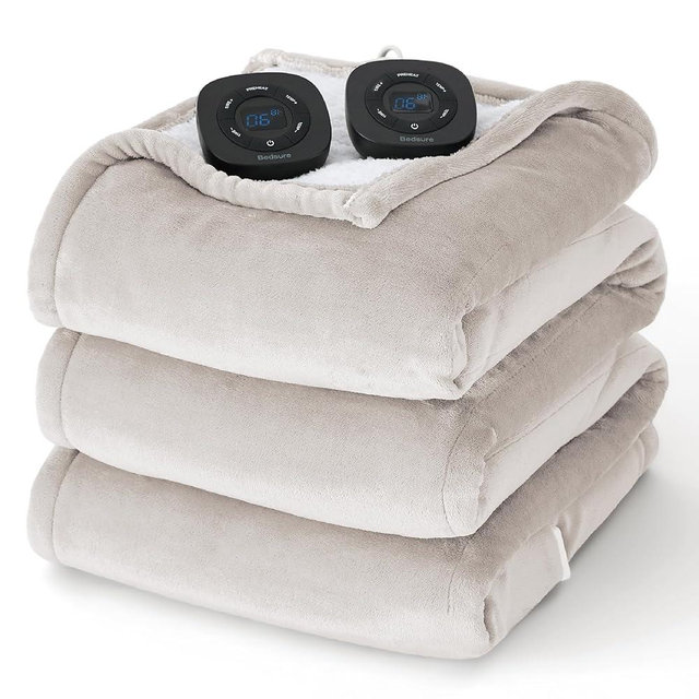 Bedsure Electric Blanket King Size - Dual Control Heated Blanket King with 10 Heat Settings, Heating Blanket with 10 Time Settings, 8 hrs Timer Auto Shut Off (100x90 inches, Cream)