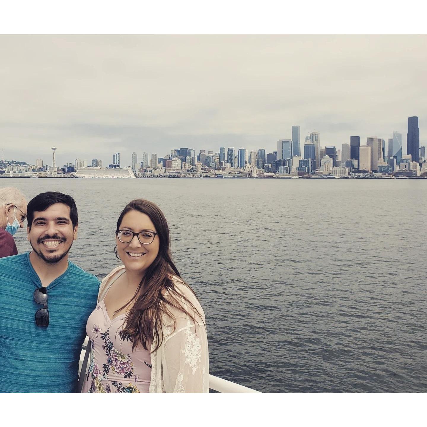 Visiting Seattle - our first trip on a plane together.