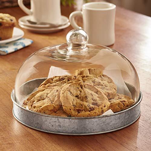 Glass Domed Serving Plate for Cake, Cookies, Pie and Pastries - Galvanized