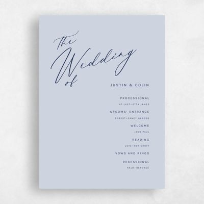 Blue Simple Wedding Program - Blair