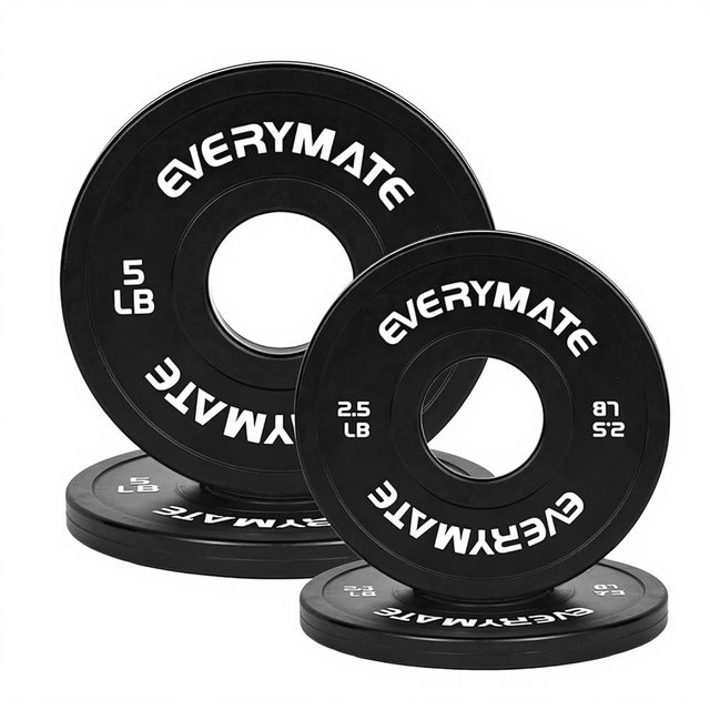 EVERYMATE Black Change Weight Plates 1.25LB 2.5LB 5LB Set Fractional Olympic Bumper Plates for Cross Training Steel Insert Strength Training
