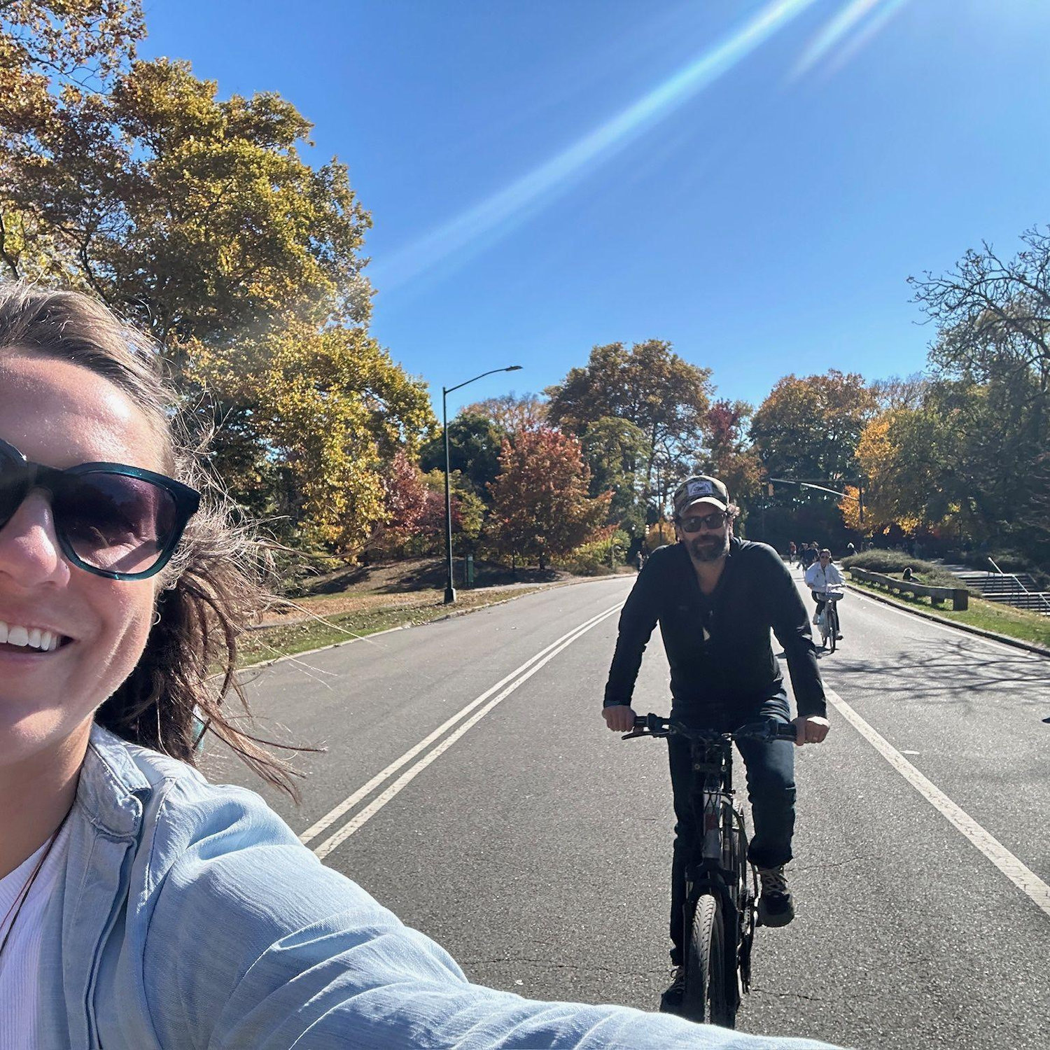 Scooting around Central Park on some ill-fitted bikes :)