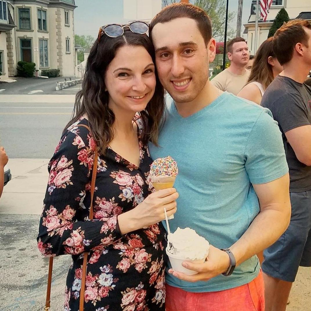May 2018 - Our first photo of just the two of us and Emily's first time at our local ice cream place, Scoops
