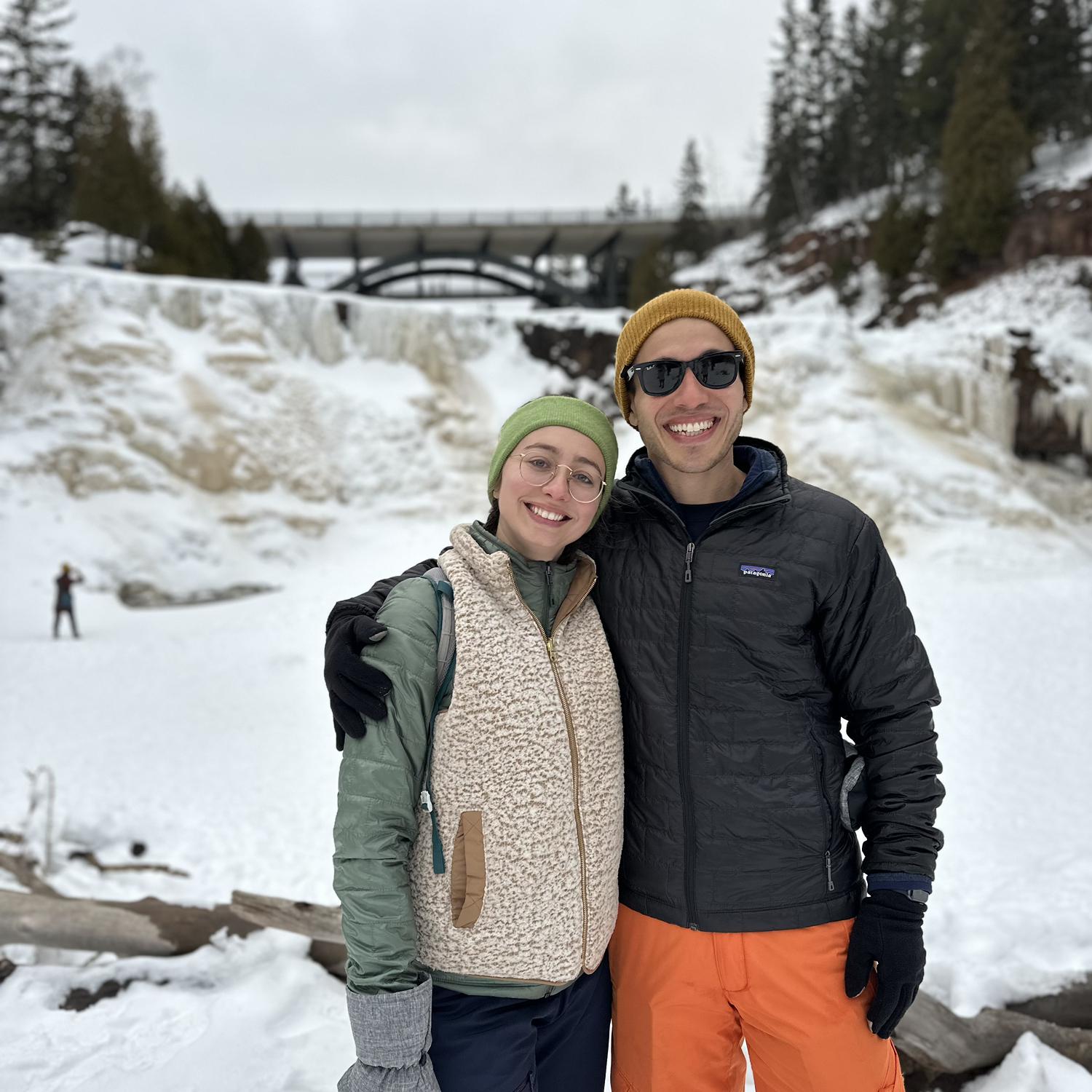 Visiting frozen waterfalls and friends in Duluth, MN!