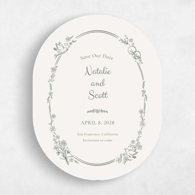 Beige Oval Wedding Save the Date - Harper Portrait