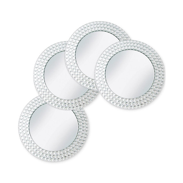 American Atelier Triple-Bead Mirror Glass Charger Plates, Set of 4