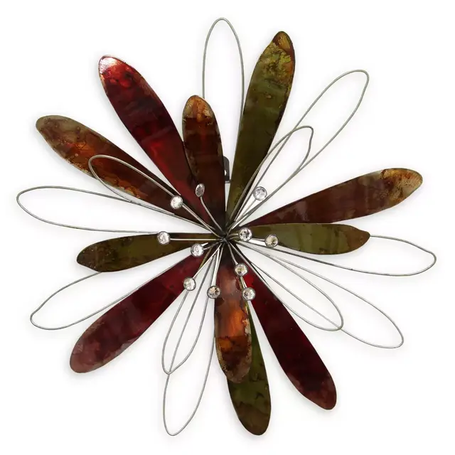 Stratton Home Decor Whimsical Flower Burst Wall Art in Burgundy