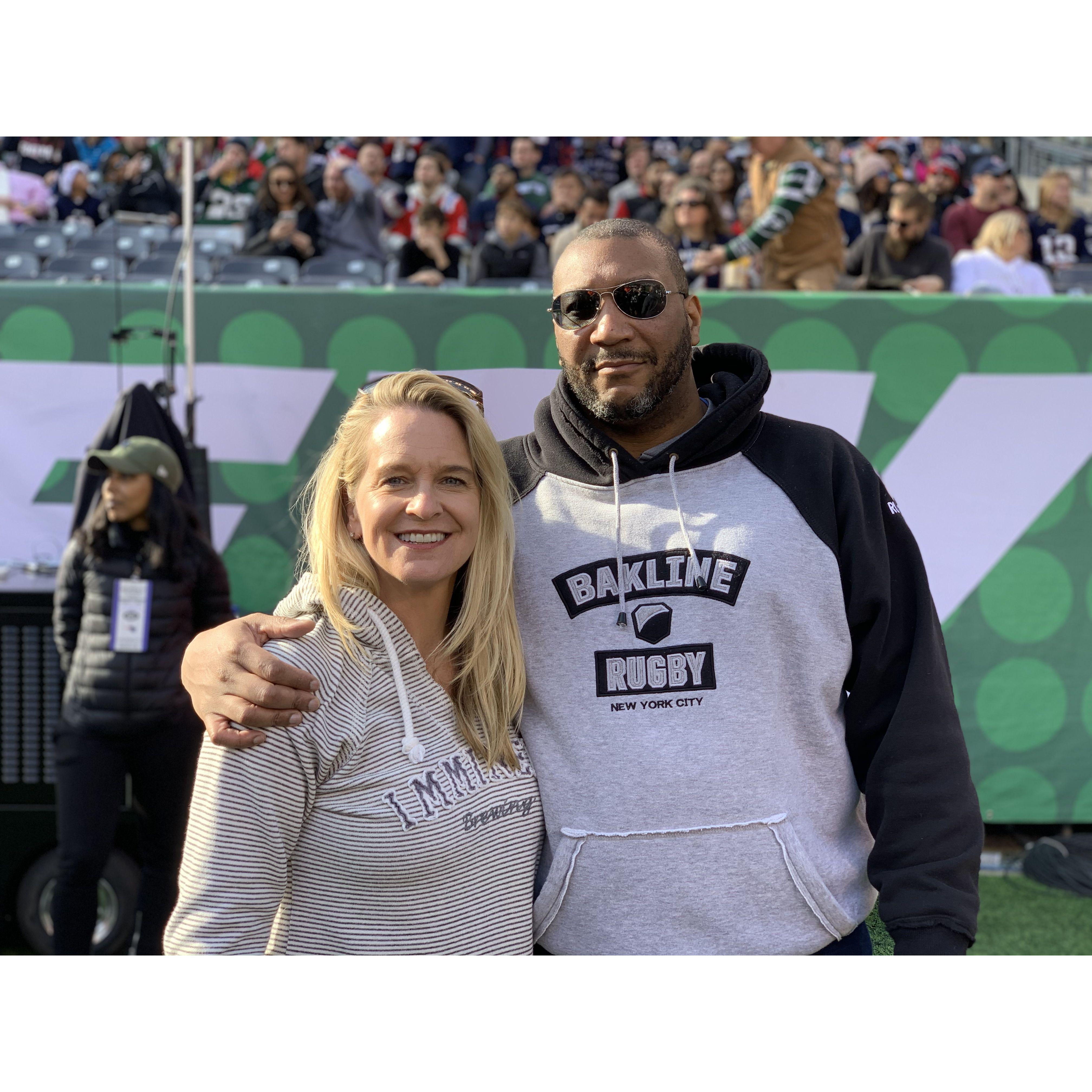 November 2018 Jet's game with Robert's co-workers. We saw Tom Brady come onto the field.