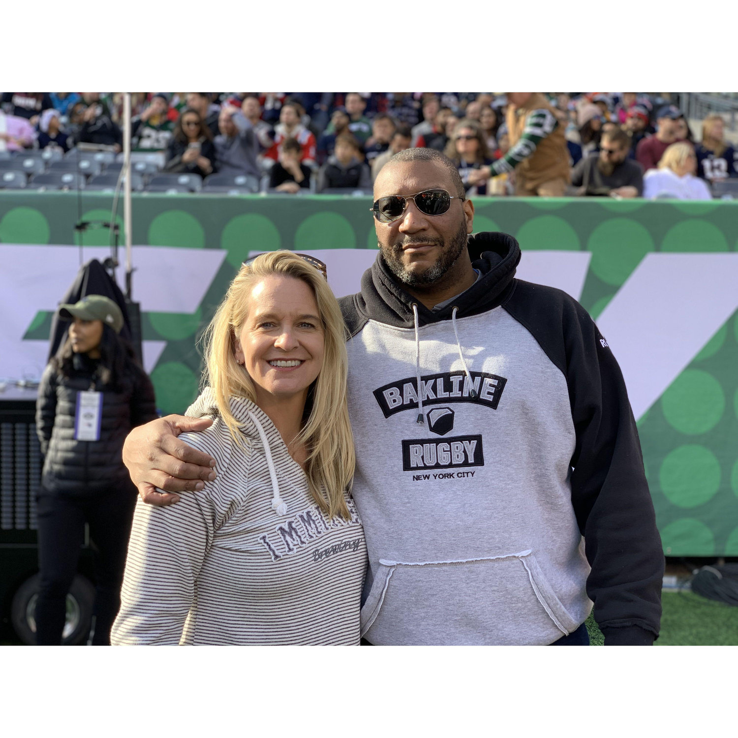 November 2018 Jet's game with Robert's co-workers. We saw Tom Brady come onto the field.