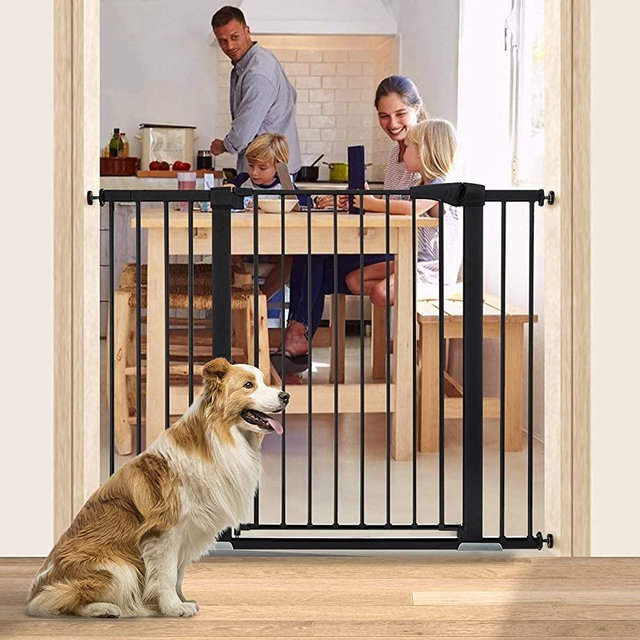 48.8" W x 36" H Dog Gate Extra Wide Tall Large Pet Gate Auto Close Safety Gate Durable Walk Thru for Stairs Doorways Houses, Pressure Mounted, Fits Openings 29.5" to 48.8", Black