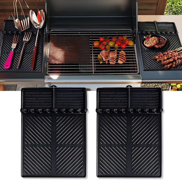 Pet Baby 2PCS Silicone Griddle Tools Mat, Large Spatula Mat with Drip Pad Griddle Silicone Mat Side Shelf Mat for Grill BBQ Griddle Accessories-16"×11.5"