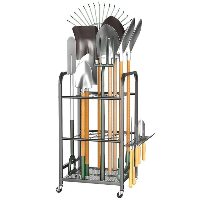 EVERHANGER Garden Tool Organizer and Storage, Yard Tool Stand Garage Tool Organization, Yard Tool Racks for Indoor/Outdoor Use