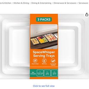 SpaceWhisper 3 Pack Serving Tray, Serving Platters for Snacks, Fruit, Cookies, Dessert, Large Reusable Rectangular Party Platters, 3 Size Set Large 16 * 11",Medium 14 * 9",Small 12 * 7"
