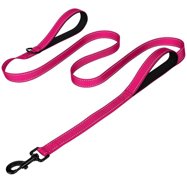 Joytale Dog Leash Heavy Duty for Large Dogs That Pull, Double Handle for Traffic Control, Double-Sided Reflective Leashes for Large Medium Dogs Night Safety, 6FT, Hot Pink