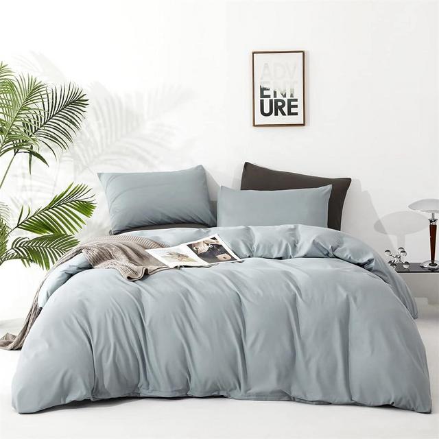 Cottonight Blue Comforter Set Queen Light Blue Bedding Comforter Set Full Solid Dusty Blue Blanket Quilts Modern Soft Breathable Simple Baby Blue Comforter Set for Women Men Queen Bed