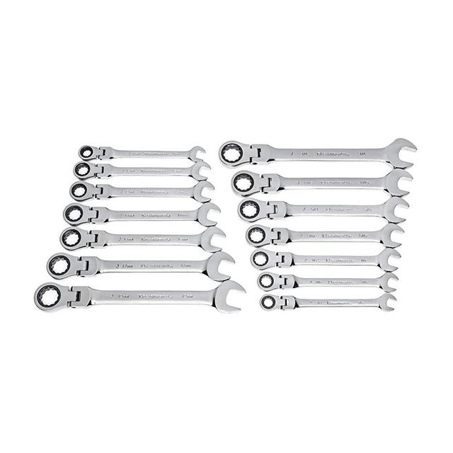 GEARWRENCH 14 Pc. 12 Pt. Flex Head Ratcehting Combination Wrench Set, SAE/Metric - 85141