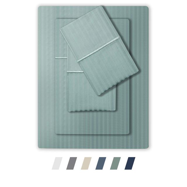 Feather & Stitch 500 Thread Count Cotton Sheets 4 Piece - Granite Green