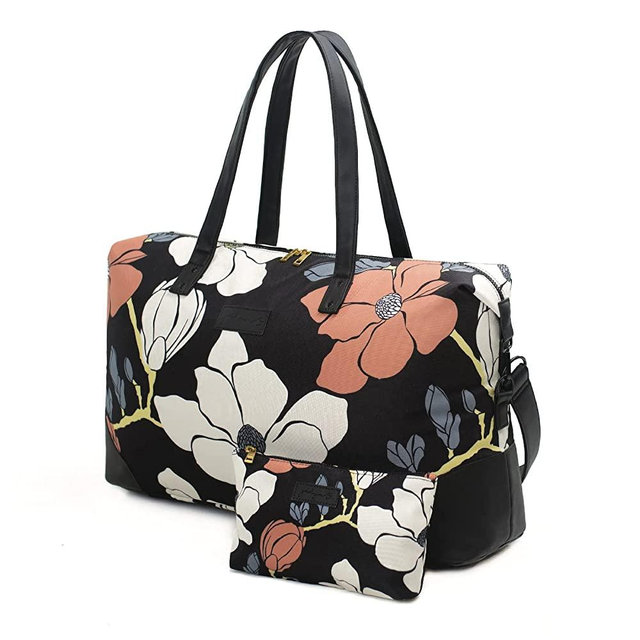 Jadyn Luna Women's Weekender Bag and Travel Duffel, Large 37 Liter Capacity (Magnolia Black)