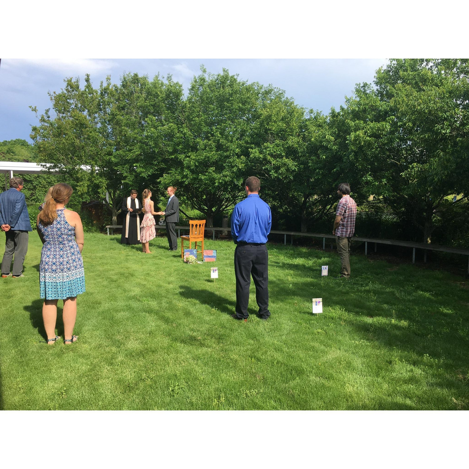 Our few guests positioned themselves a safe distance apart to watch our ceremony.