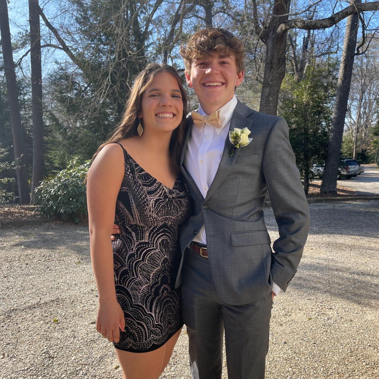 This was during junior year, when Ella and Charles went to their first high school dance together. Their friends, who were seniors at the time, hosted an off-campus homecoming because of COVID.