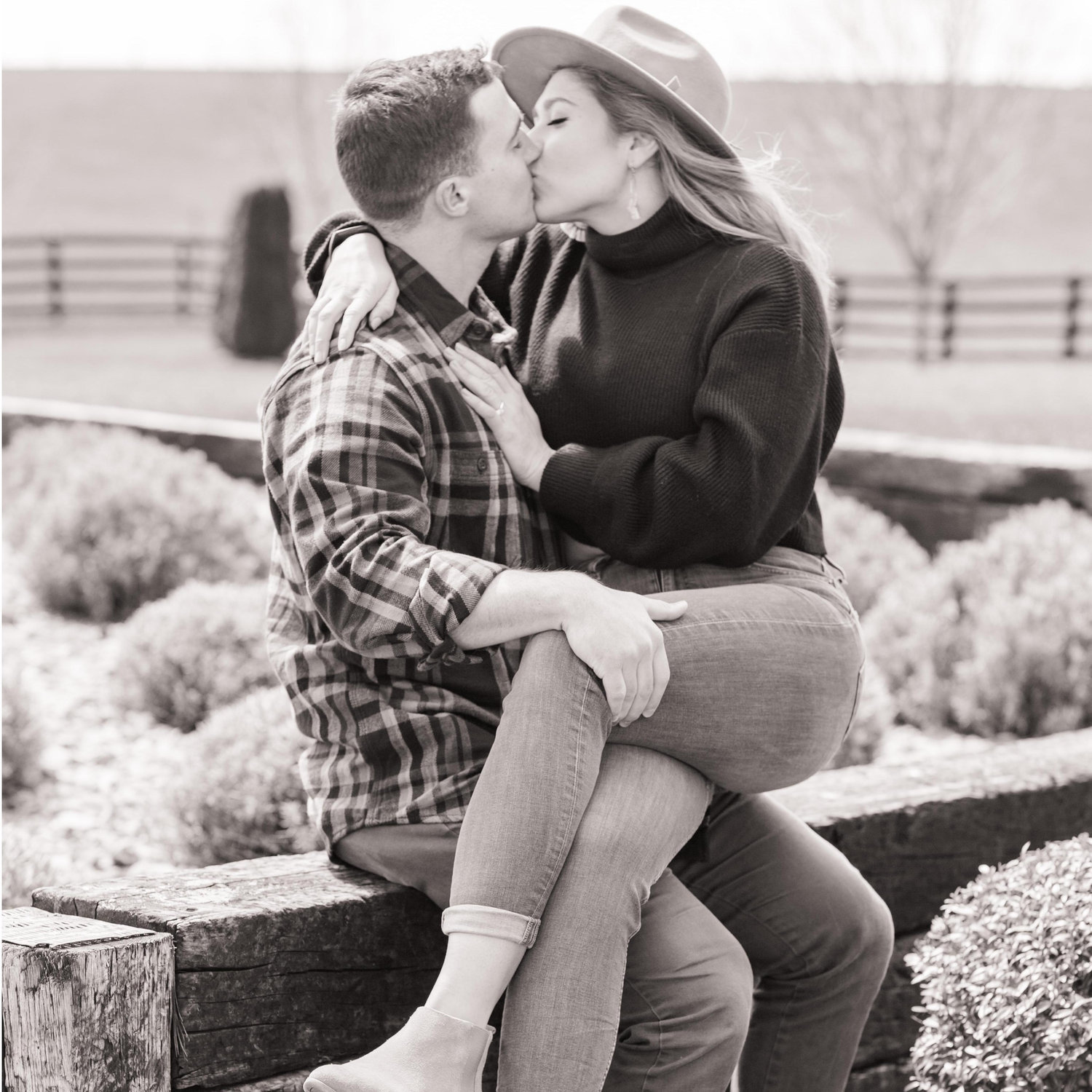 One of our many engagement pictures! Setting the mood with a B&W picture.