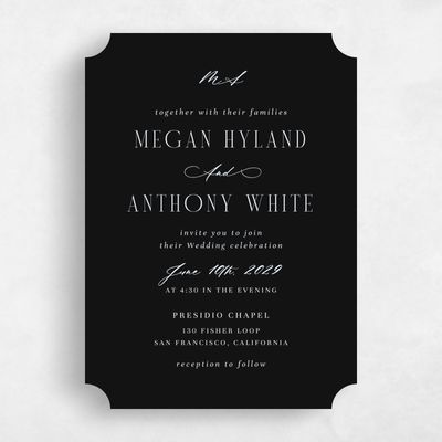 Black Ticket Wedding Invitation - Uzes Classic
