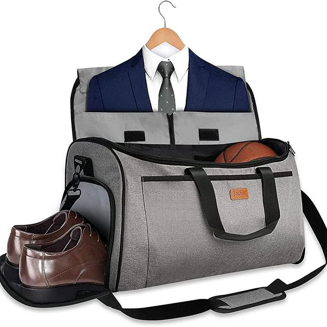 Fairwin Garment Bags for Travel Suit Bags for Men 60L Waterproof Carry On Hanging Garment Duffle Bag for Men Women Convertible Garment Bag with Shoes Compartment 2-in-1 Suit Carrier Weekender Bag