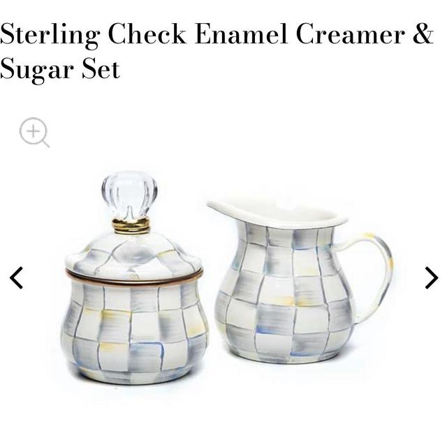 MacKenzie Childs Sterling Check Enamel Creamer and Sugar Set