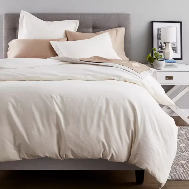 Nestwell™ Pinstripe 3-Piece King Comforter Set in White/Natural