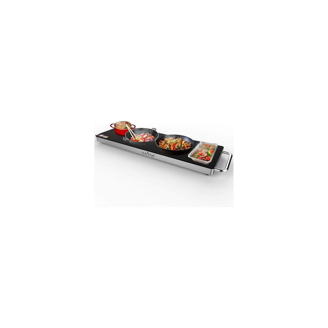 NutriChef Portable Electric Food Hot Plate-Stainless Steel Warming Tray&Dish Warmer