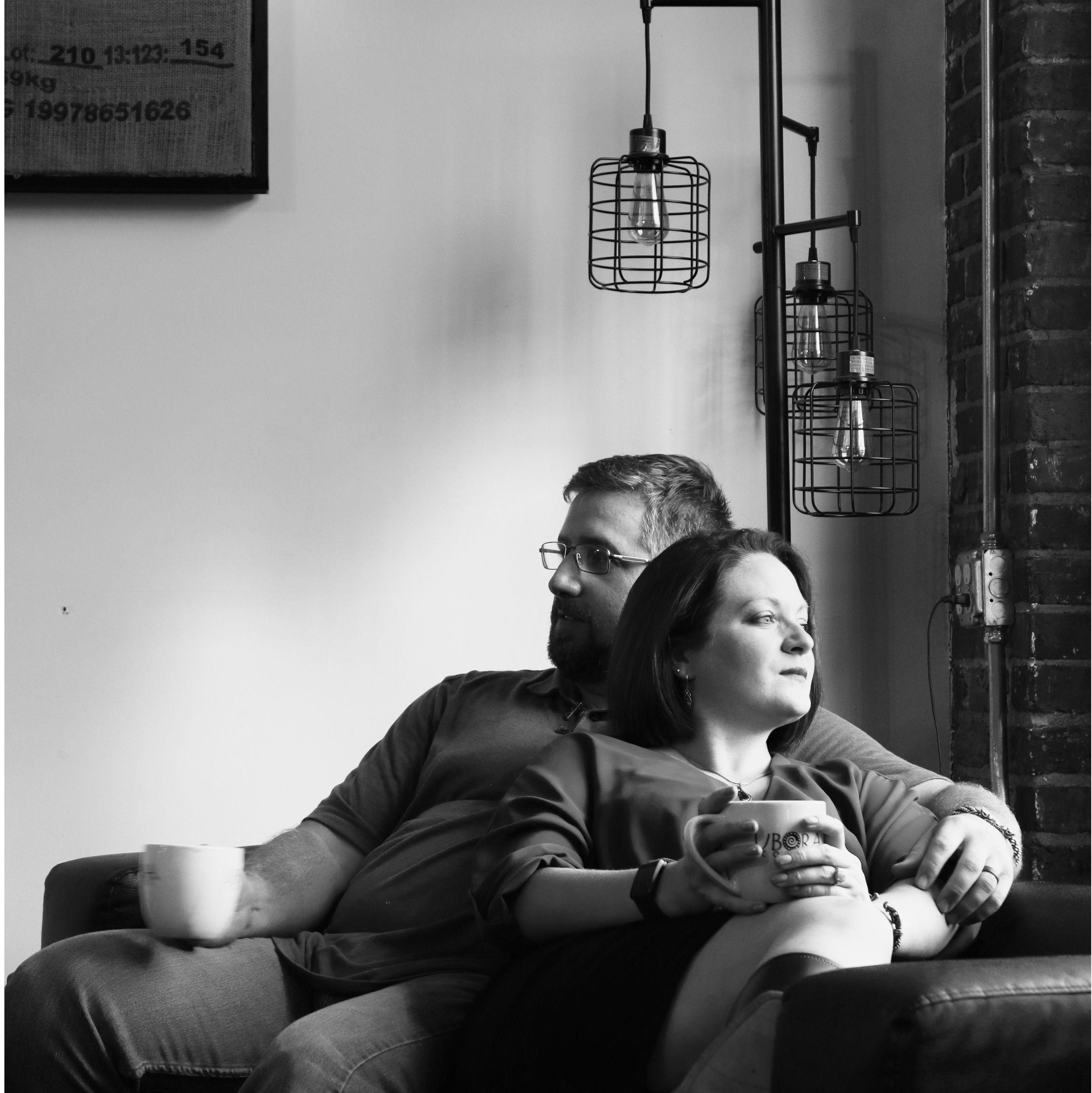 Our friend (and Ann's matron of honor) Griffin took this picture of us at our favorite coffee shop Ubora