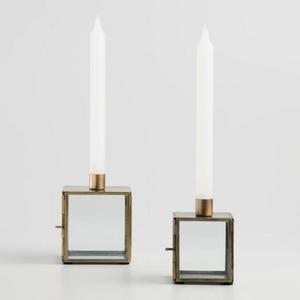 Antiqued Brass Terrarium Taper Candleholder, Large