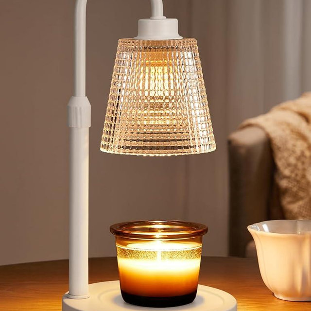 Innqoo White Candle Warmer Lamp with Timer, Dimmable Candle Warmer for Jar Candles, Height Adjustable Wax Melts Warmer, Birthday Gifts for Women Mom, House Warming Gifts New Home Decor