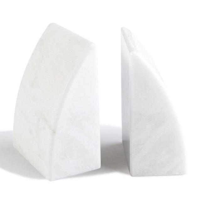 Koville Marble Bookends for Shelves, Large Bookends for Heavy Books, Non-Slip Heavy Duty Book Stopper for CD/Movies, Aesthetic Decorative Book Ends for Bookshelf Table Home Decor (White)