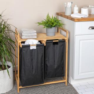 Bamboo Pull Out Double Hamper