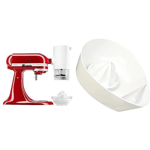 KitchenAid Stand Mixer Attachment Frozen Treat Bundle, Shave Ice Attachment with Citrus Juicer, KSMSIA & JE, White