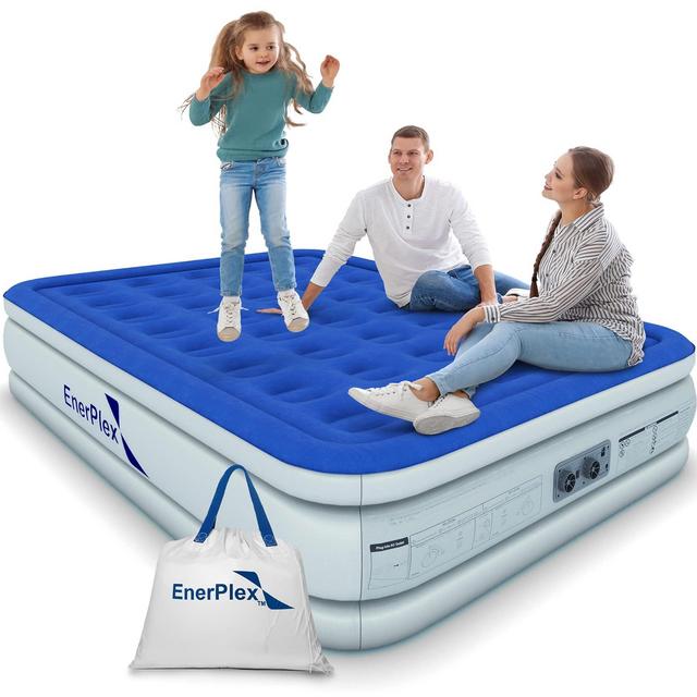 EnerPlex Air Mattress with Built-in Pump - Double Height Inflatable Mattress for Camping, Home Portable Travel - Durable Blow Up Bed with Dual Pump - Easy to Inflate/Quick Set UP