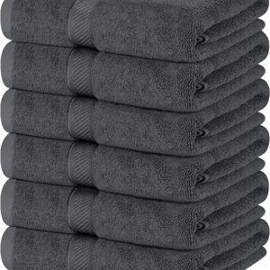 Utopia Towels 6 Pack Medium Bath Towel Set, 24 by 48 Inches, 500 GSM 100% Ring Spun Cotton, Lightweight and Highly Absorbent Quick Drying Premium Towels for Hotel, Spa and Bathroom, Grey
