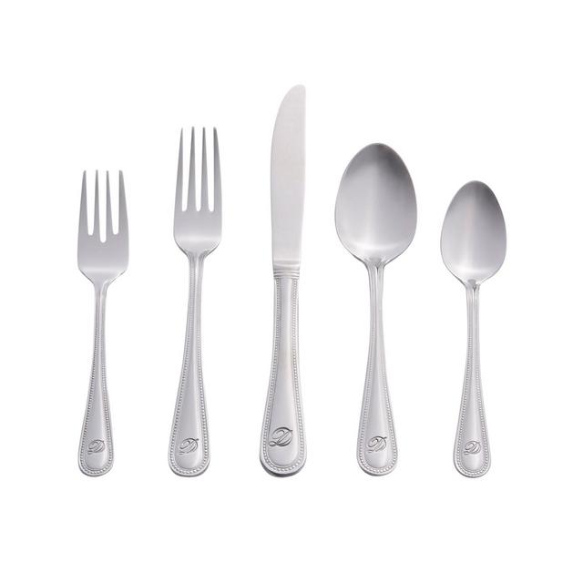 RiverRidge 46 Piece Personalized Beaded Silverware Set -D