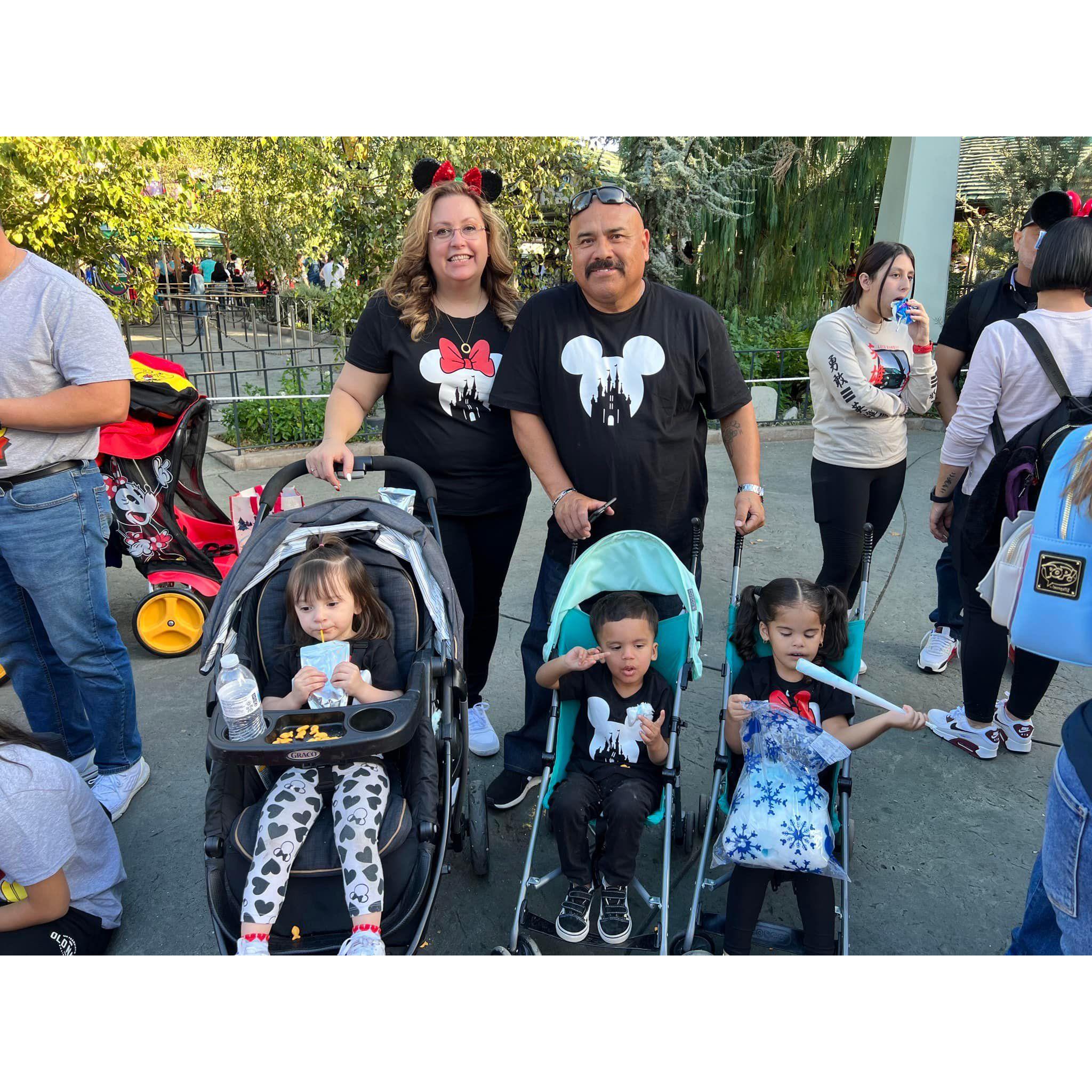 Braving Disneyland with three of the Grandkids!